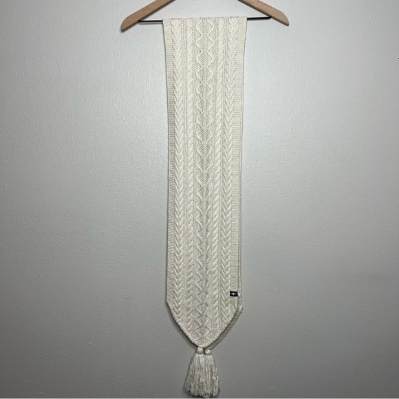 Smartwool Bunny Slope Scarf Moonbeam Heather Tan Cable‎ Knit Wool - Picture 1 of 7
